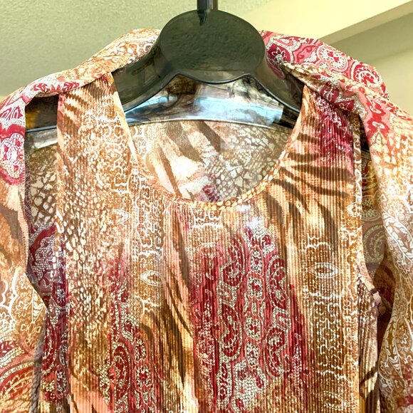 NWOT Alfred Dunner 2 in 1 Paisley Brown and Pink Blouse with Tank Top size 12 - Picture 6 of 7